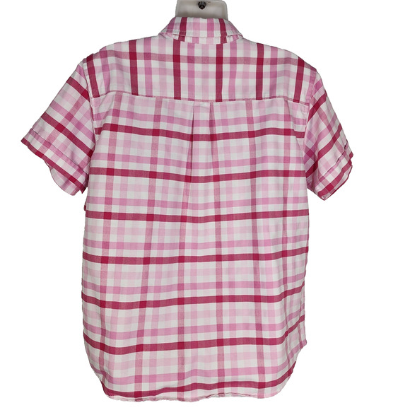 Cabin Creek Womens Shirt 14P Wrinkle Free Stain Release Button Checked Short Slv - Picture 2 of 9